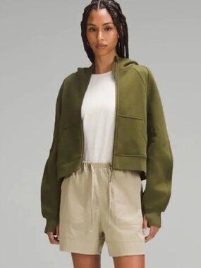 Lululemon Cotton-Blend Poplin High-Rise Short 4" Sz L Compass Khaki (Tan)